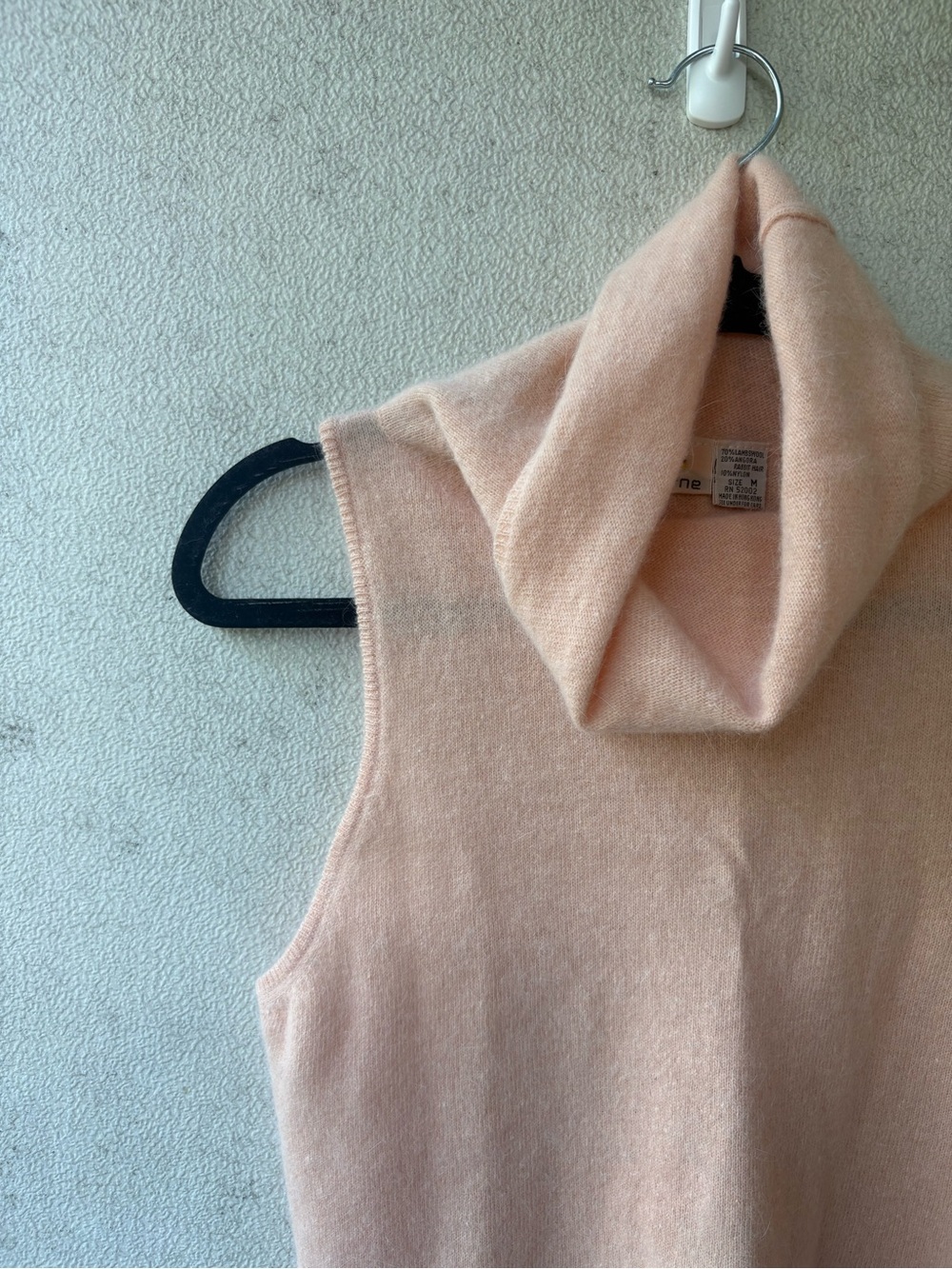 Vintage Liz Claiborne Angora Lambswool Sweater Vest M Peach Cowl Neck - Picture 7 of 8
